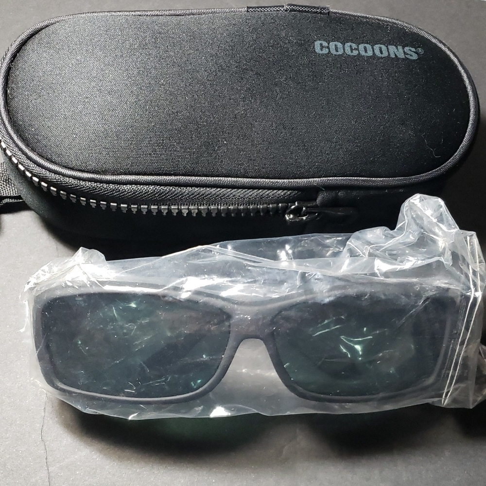 New Cocoons Black Sunglasses with Clip On Case